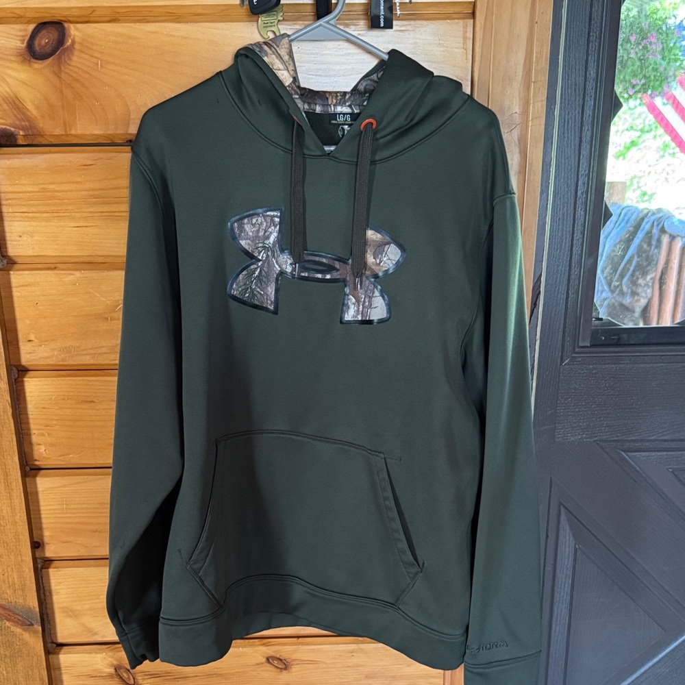 Under Armour Men's Forest Green Hoodie with Camo Logo